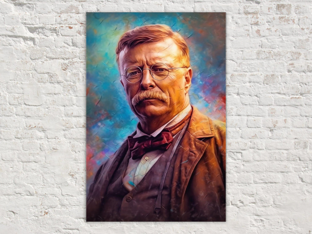 Theodore Roosevelt Art | Historical Wall Art Canvas Print With Acid Free Ink & Wood Frame