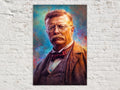 Theodore Roosevelt Art | Historical Wall Art Canvas Print With Acid Free Ink & Wood Frame