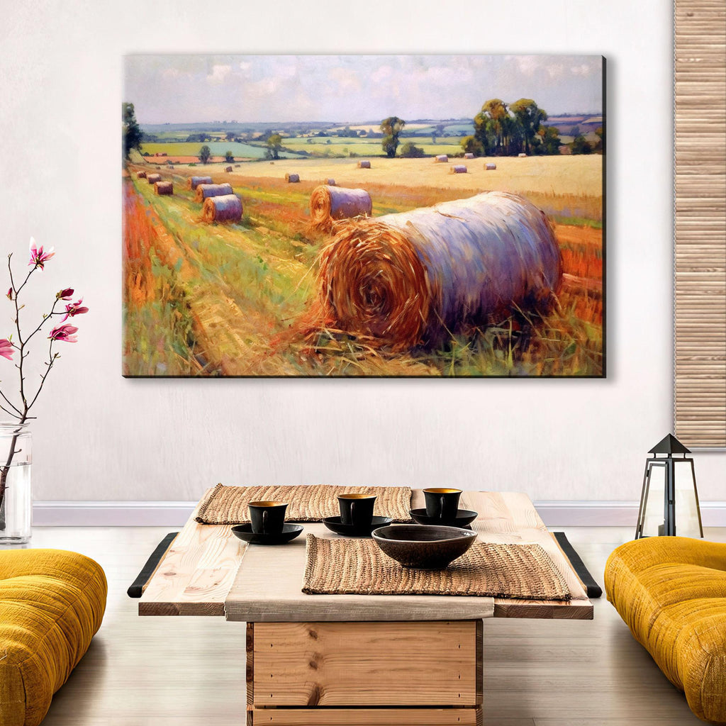 Hay Bales Print - Large Canvas Wall Art | Rustic Farmhouse Home Decor, Ready to Hang