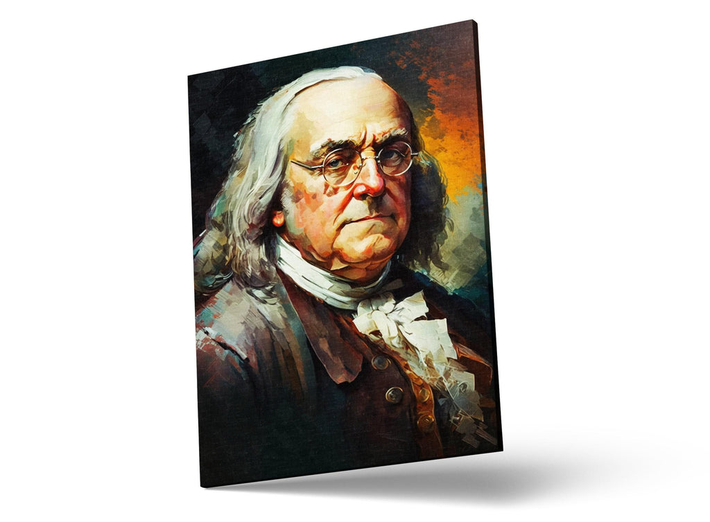Benjamin Franklin Canvas Art - Founding Father Portrait | Historical Wall Art Print