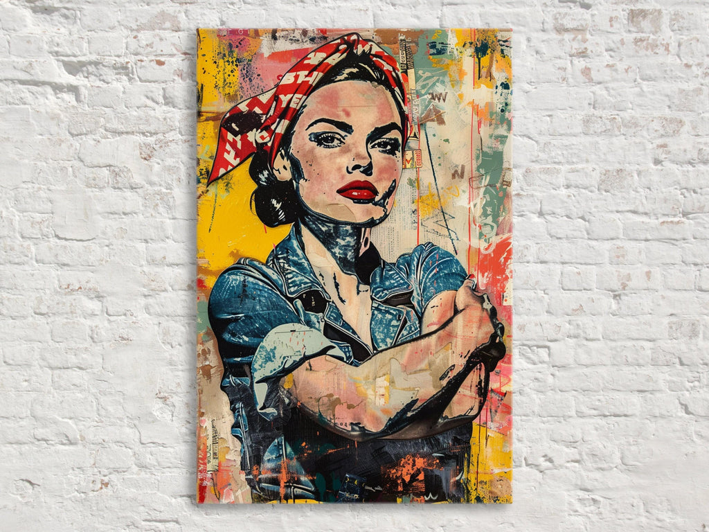 Rosie the Riveter Art - Large Canvas Wall Art | Bold Statement Inspirational Decor