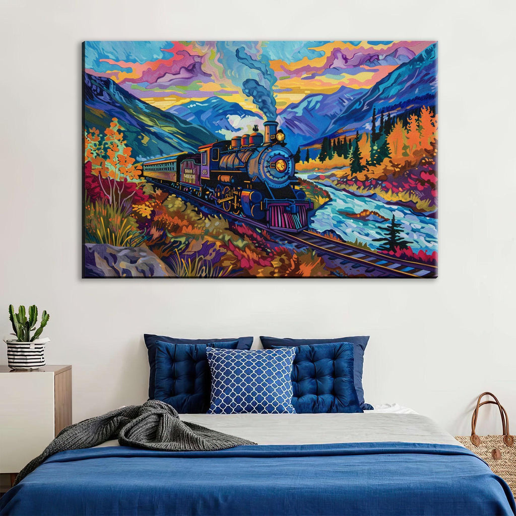 Vintage Locomotive Wall Art - Steam Train Artwork on Gallery Wrapped Canvas, Ready to Hang