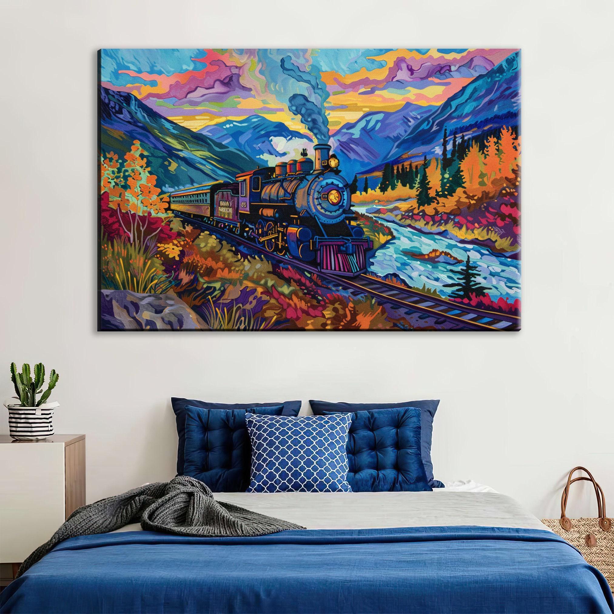 Vintage Locomotive Wall Art - Steam Train Artwork on Gallery Wrapped Canvas, Ready to Hang