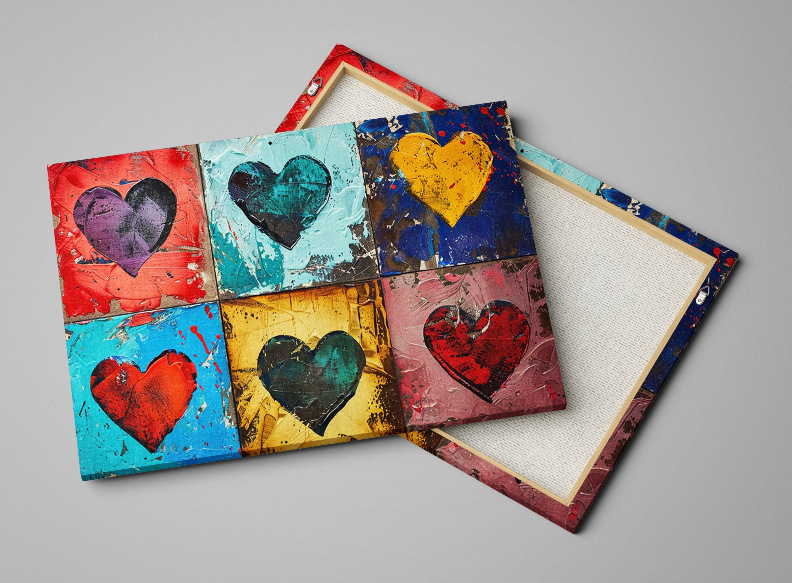 Colorful Hearts Canvas – Extra Large Wall Art | Gallery Wrapped Canvas, Ready to Hang