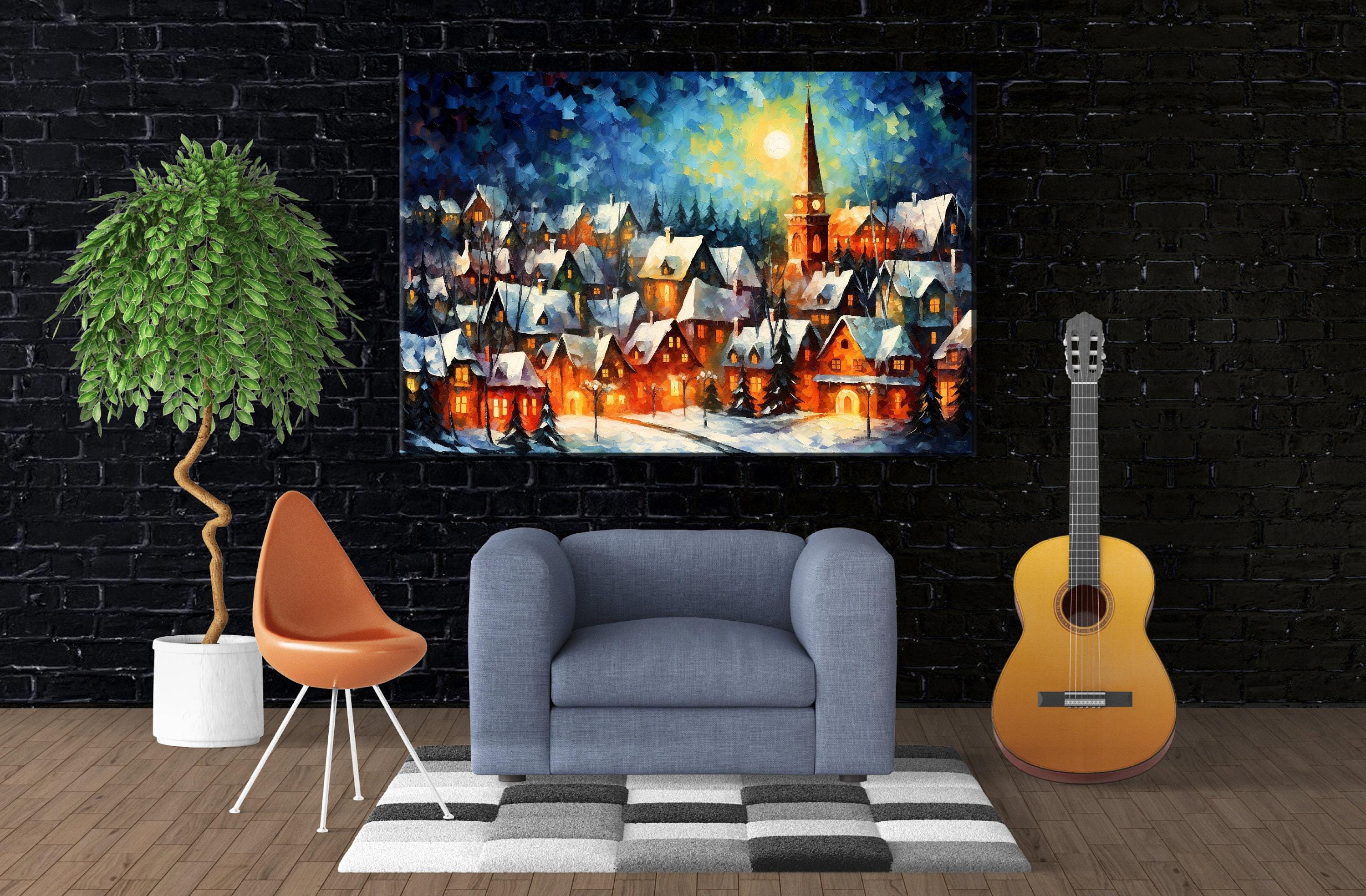 Victorian Christmas Oil Painting – Holiday Wall Art | Vintage Christmas Decor on Gallery Wrapped Canvas