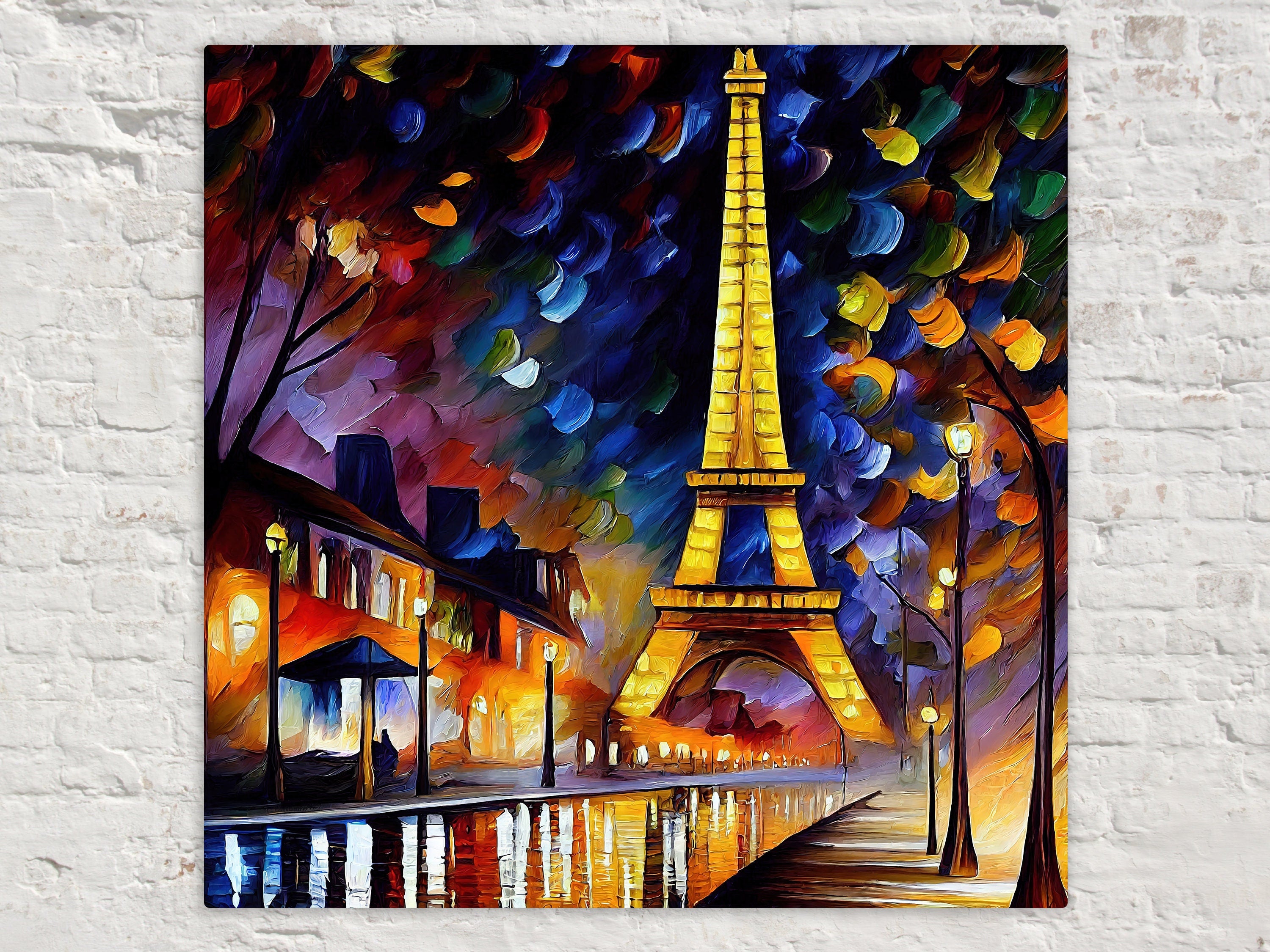 Eiffel Tower Canvas Print – Vibrant Colorful Wall Art With Wooden Frame