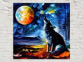 Wolf Canvas Print - Vibrant Howling Wolf Art on Wood Frame Canvas
