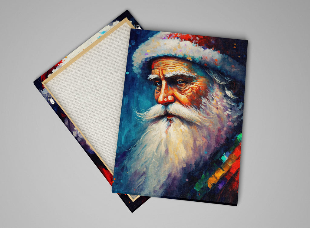 Santa Claus Wall Art - Christmas Canvas Print With Wooden Frame & Scratch Resistant Coating