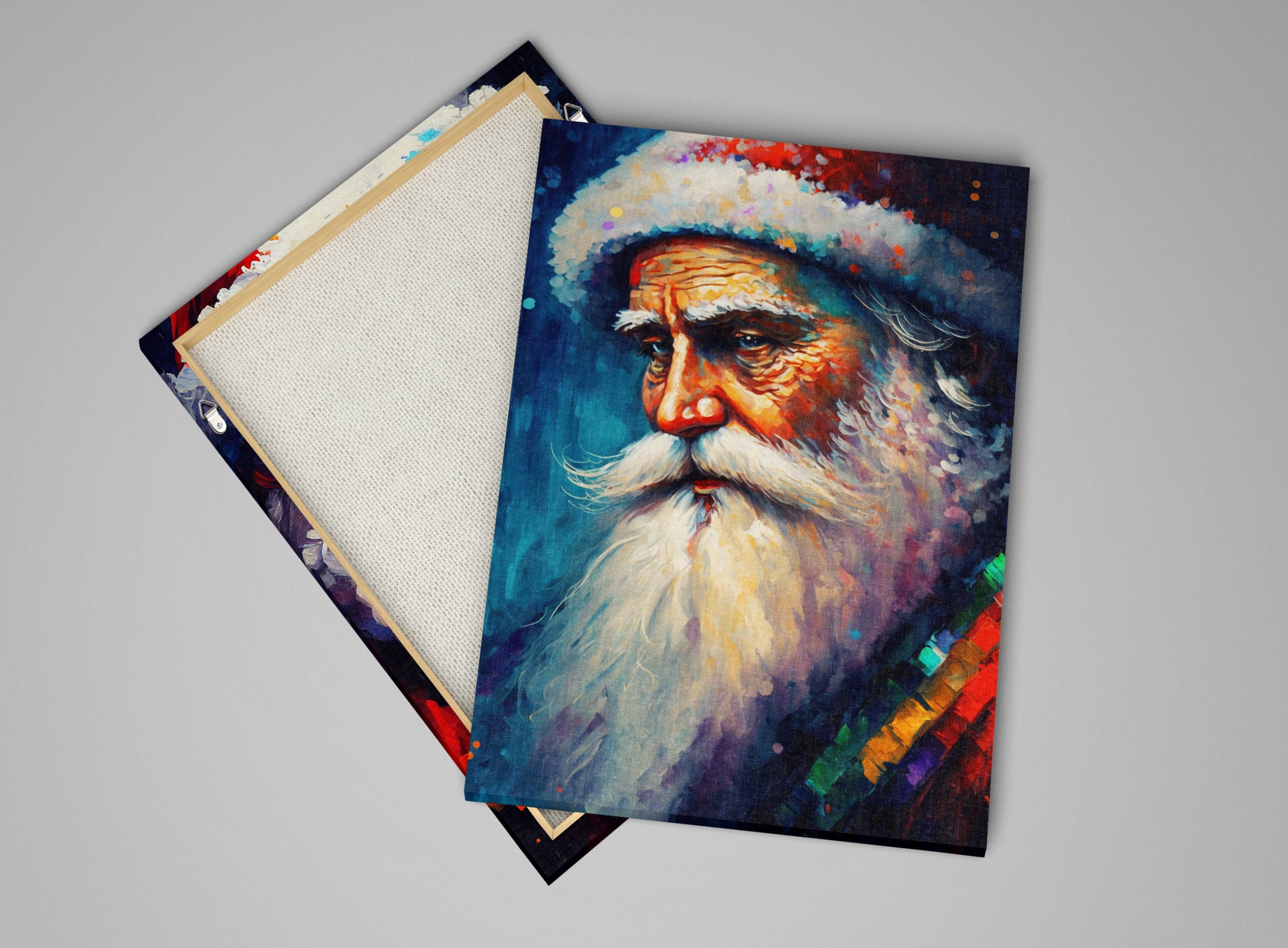 Santa Claus Wall Art - Christmas Canvas Print With Wooden Frame & Scratch Resistant Coating
