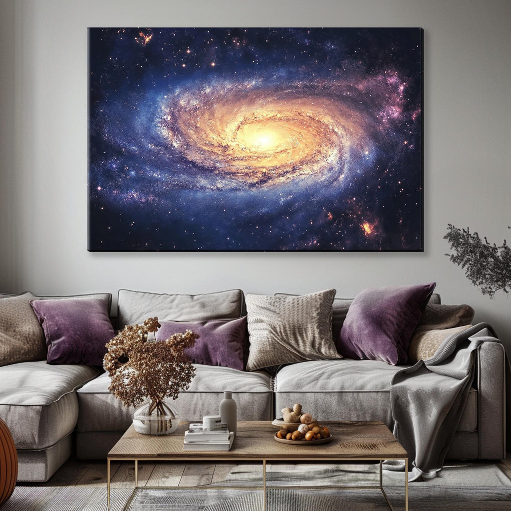a living room filled with furniture and a painting on the wall