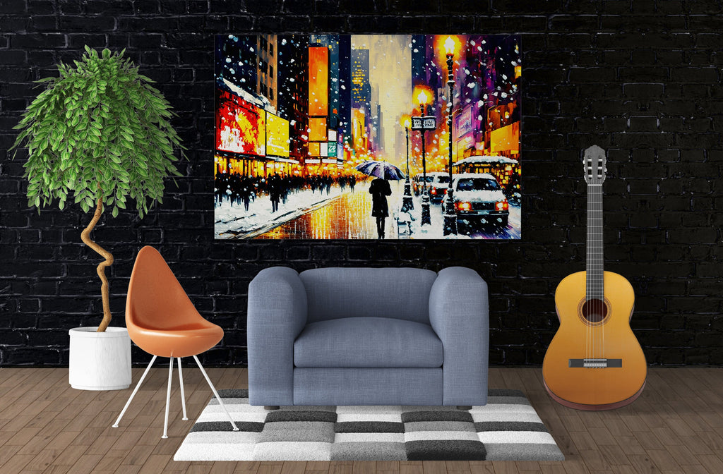 Times Square Canvas Print – Vibrant NYC Winter Art on Gallery Ready Wooden Frame