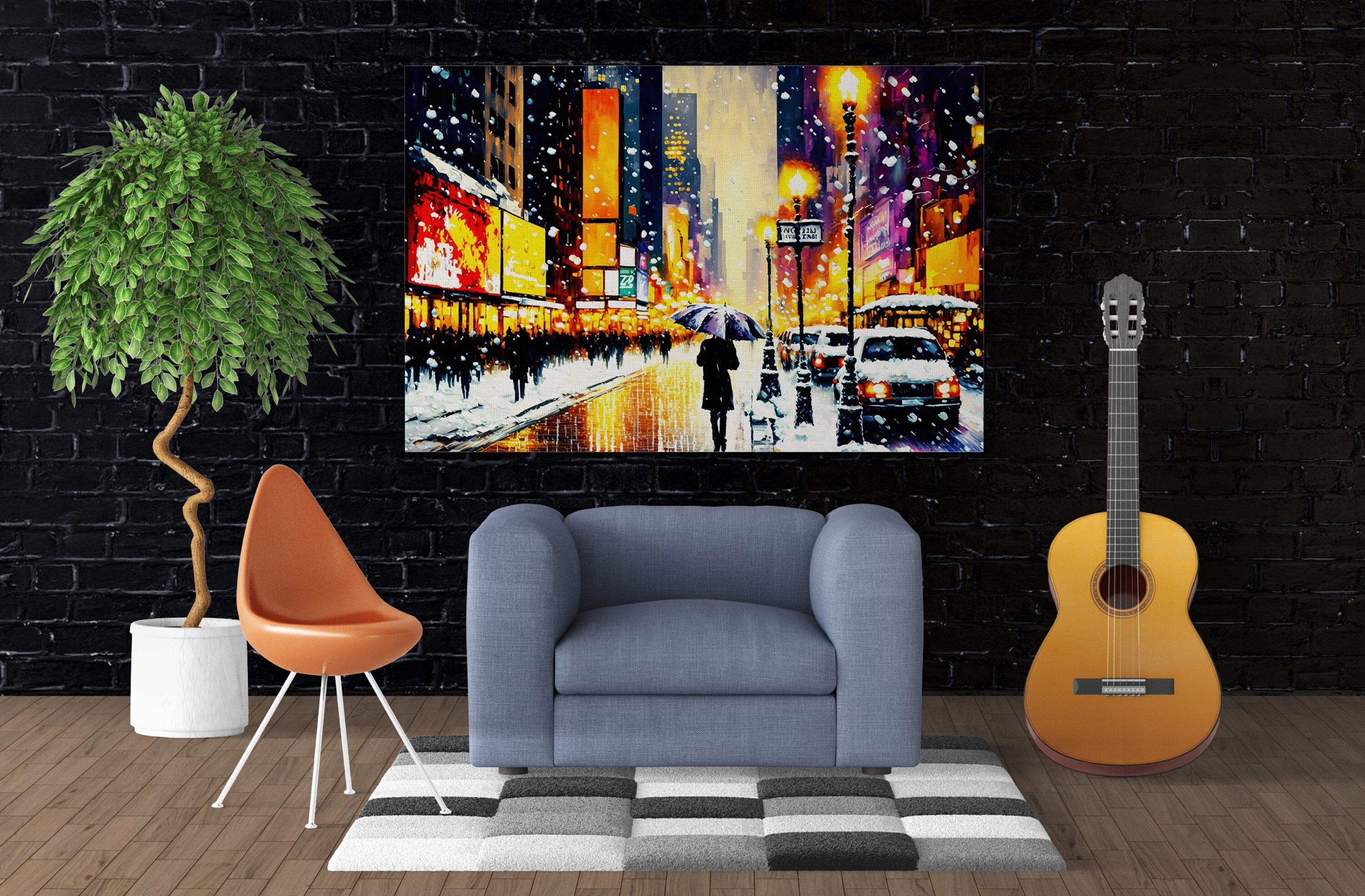 Times Square Canvas Print – Vibrant NYC Winter Art on Gallery Ready Wooden Frame