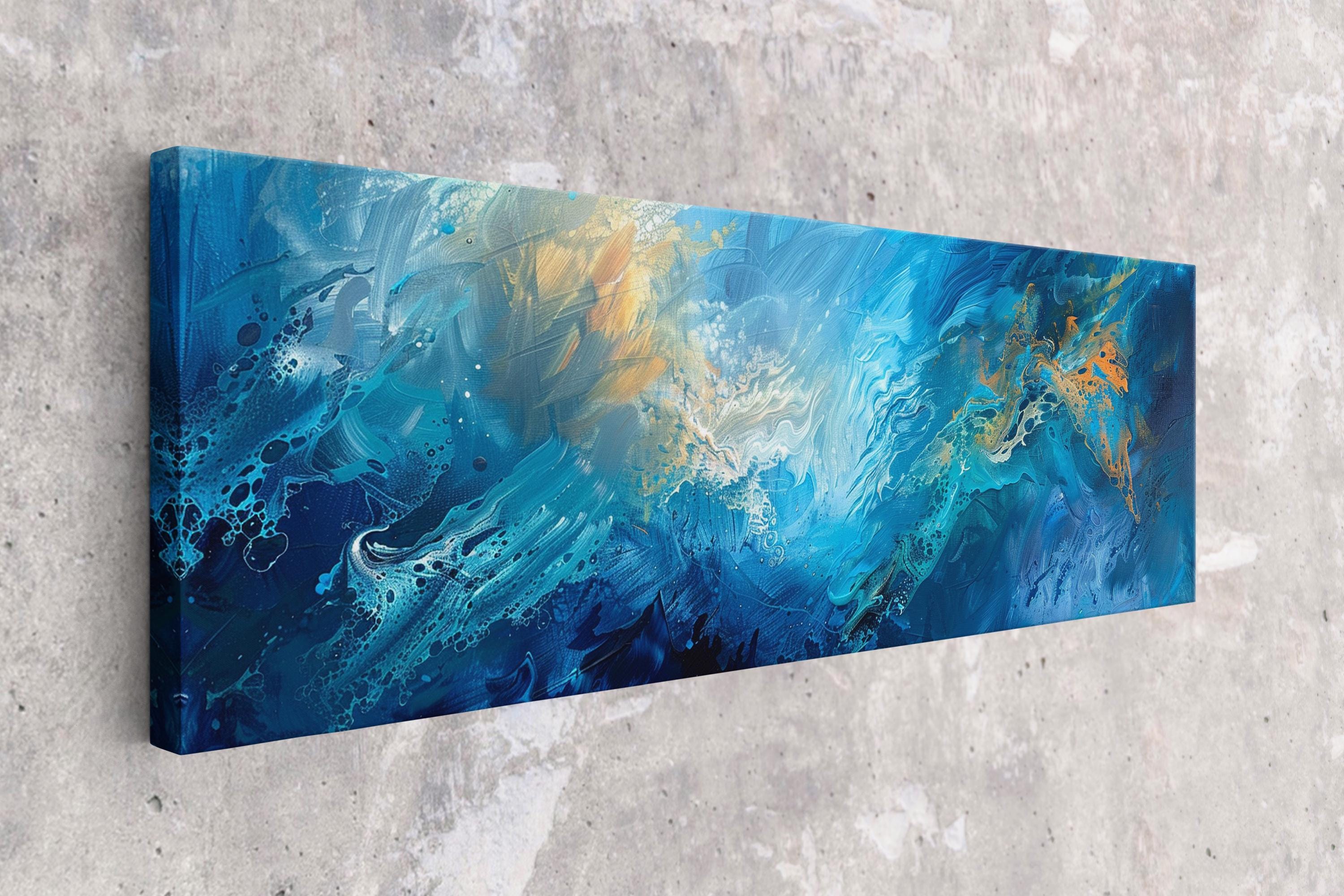 a painting hanging on a wall in a room