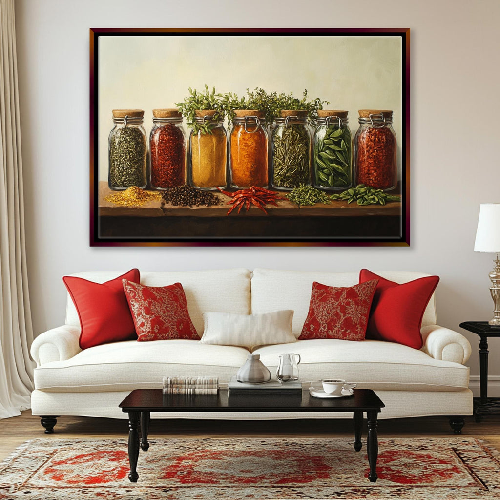 Herbs And Spices Canvas – Extra Large Wall Art | Farmhouse Kitchen Decor, Ready To Hang