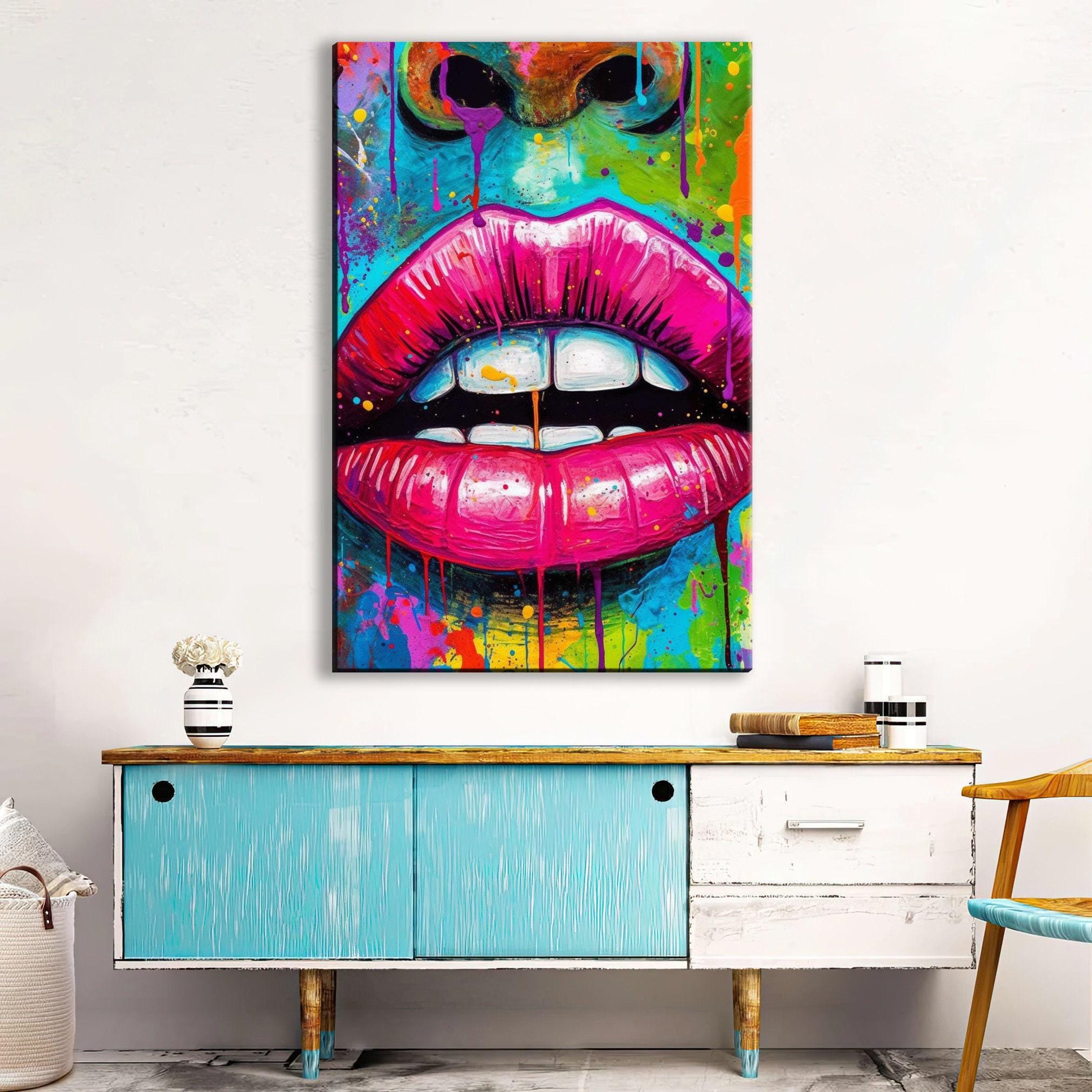 Luscious Lips Art – Large Canvas Wall Art | Abstract Woman Allure Decor