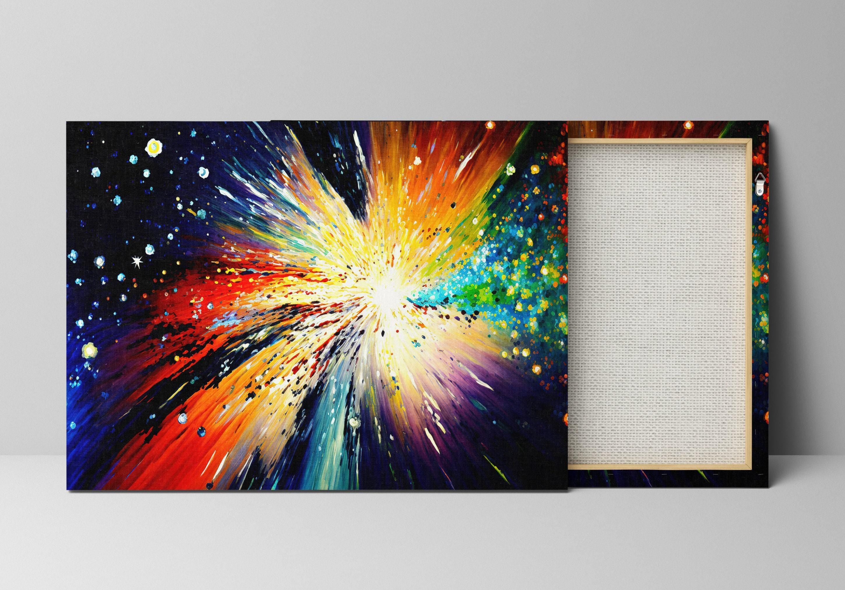 Galaxy Canvas Art - Colorful Abstract Space Wall Decor | Ready To Hang Giclée Print