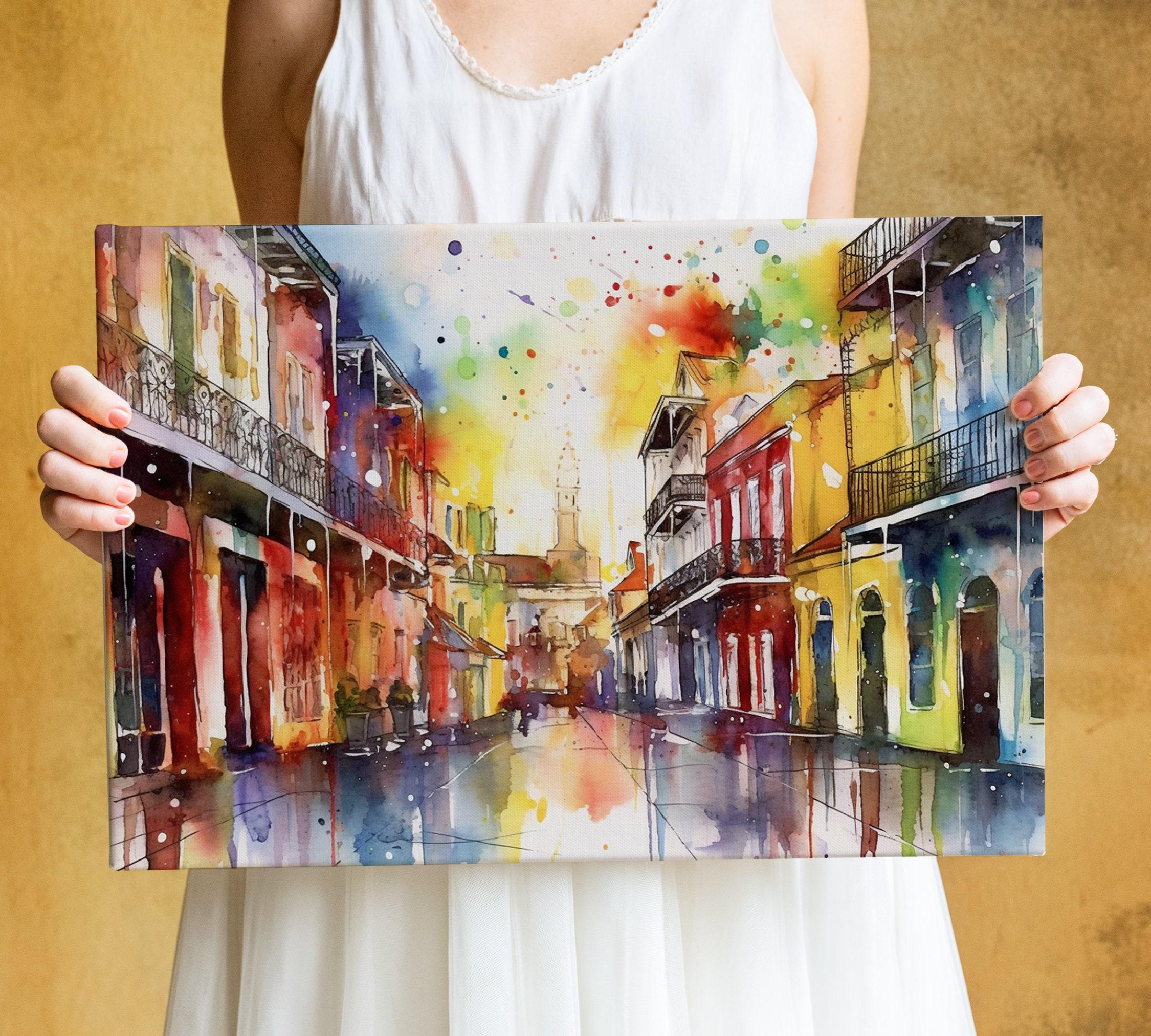 Historic Beauty: French Quarter Watercolor Print, Giclee Print on Canvas, Artist Paper, Watercolor Paper, Available in Extra Large Sizes