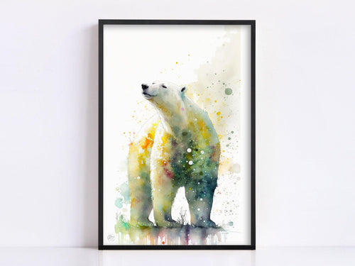 Arctic Majesty: Polar Bear Watercolor Wall Art Print, Giclee Print on Canvas, Artist Paper, Watercolor Paper, Available in Extra Large Sizes