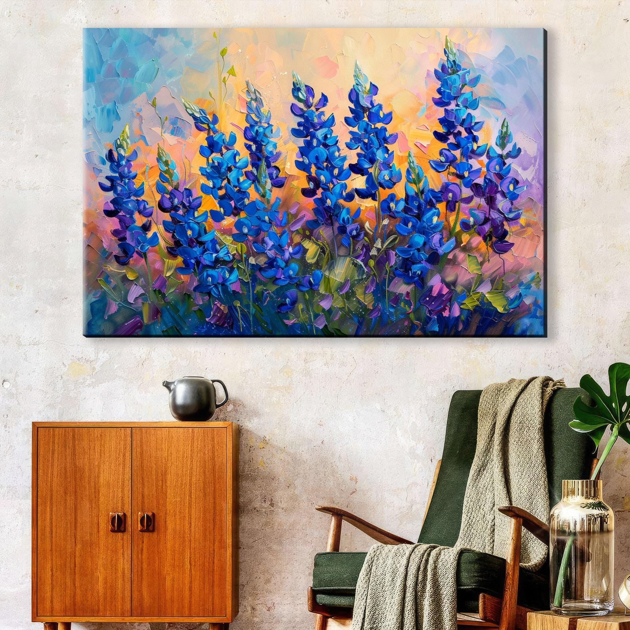 Bluebonnet Meadow Art - Texas Floral Giclée | Large Gallery-Wrapped Canvas Print