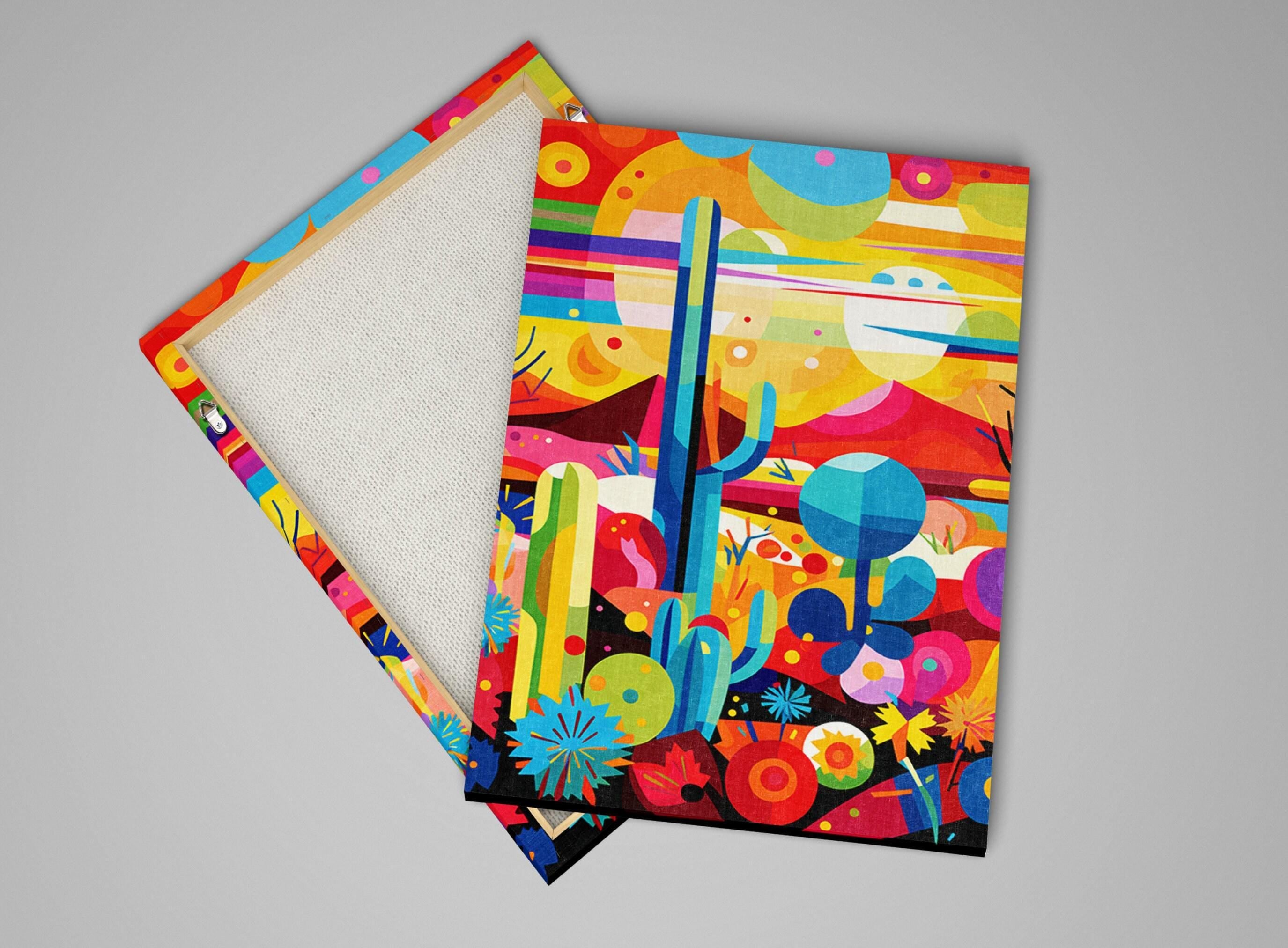 Geometric Desert Art - Large Canvas Cactus Print | Modern Southwest Wall Art