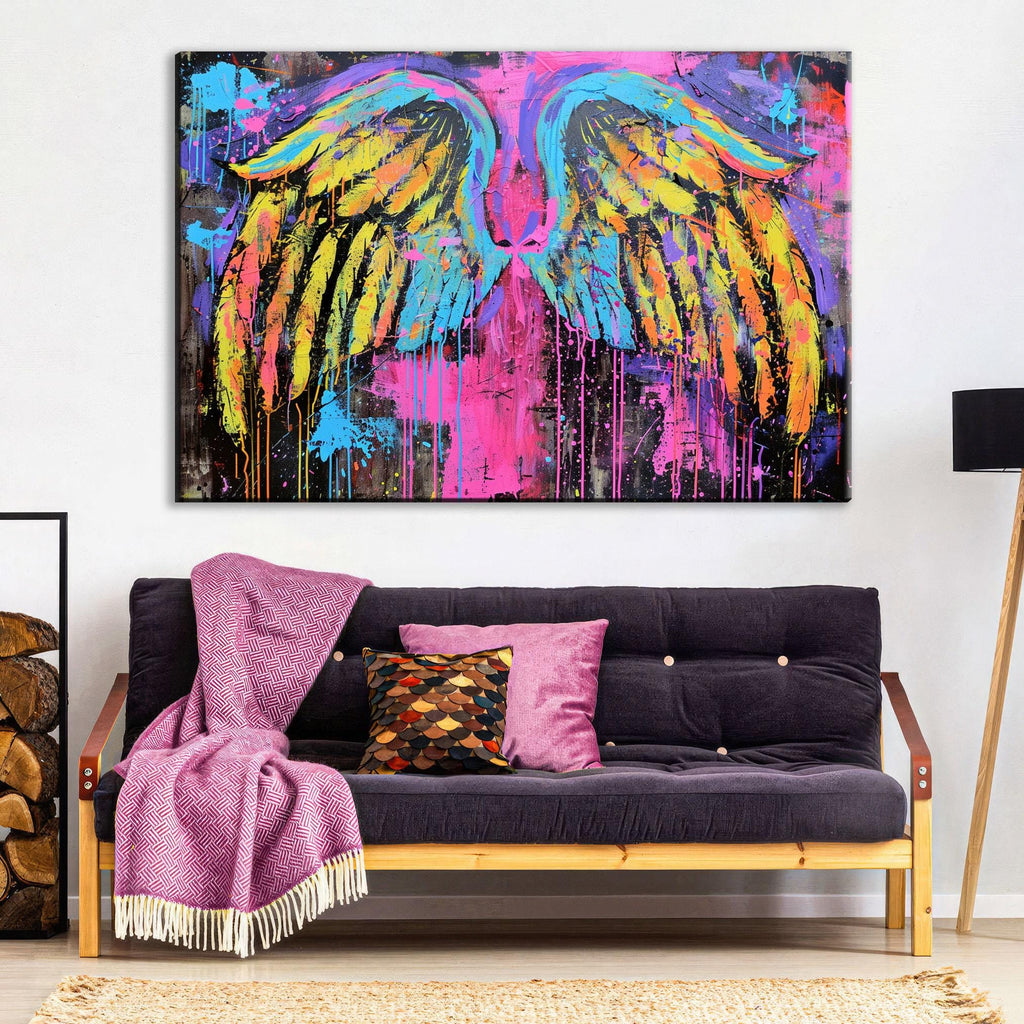 Colorful Angel Wings Art – Extra Large Pop Art Canvas | Gallery Wrapped Print