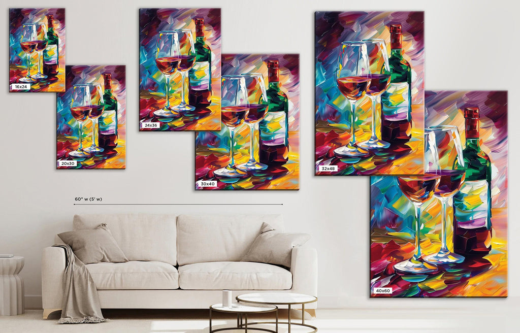 Red Wine Canvas Art – Abstract Wine Wall Art on Gallery Wrapped Canvas, Extra Large Print