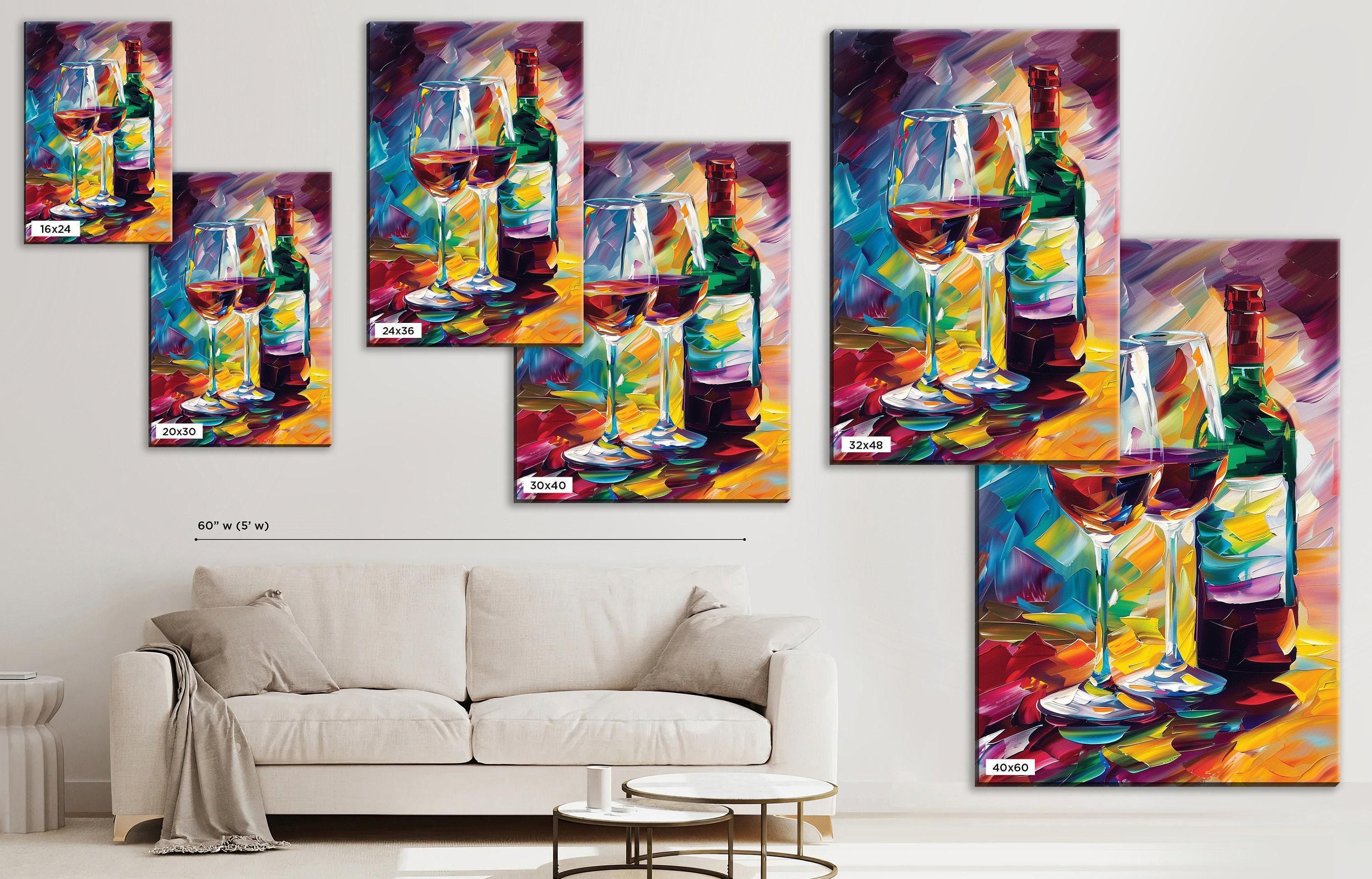 Red Wine Canvas Art – Abstract Wine Wall Art on Gallery Wrapped Canvas, Extra Large Print