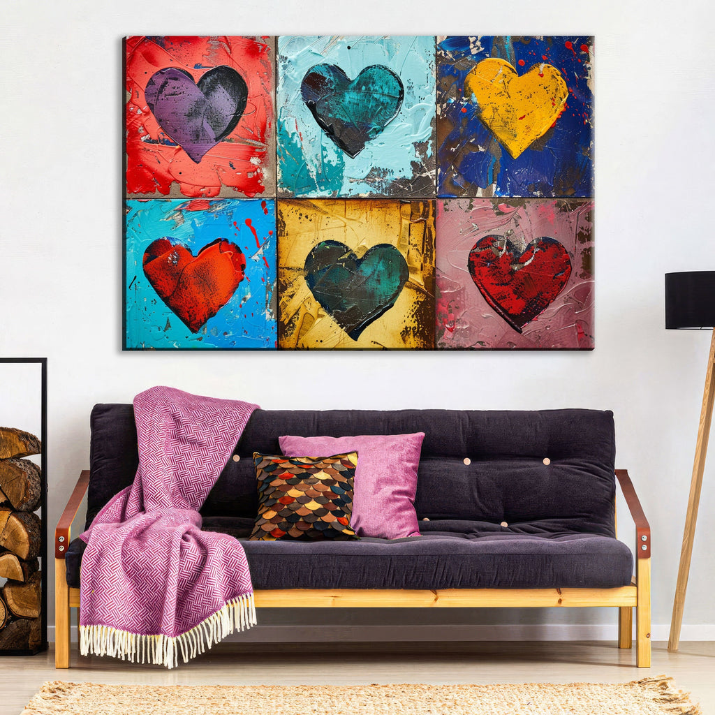 Colorful Hearts Canvas – Extra Large Wall Art | Gallery Wrapped Canvas, Ready to Hang