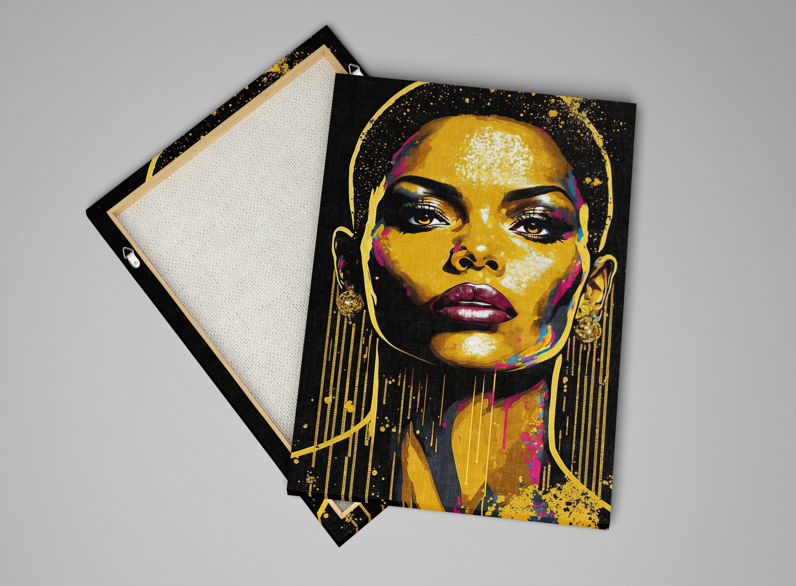 Black Woman Art – African Gold Canvas Print | Vibrant Wall Art, Gallery Ready