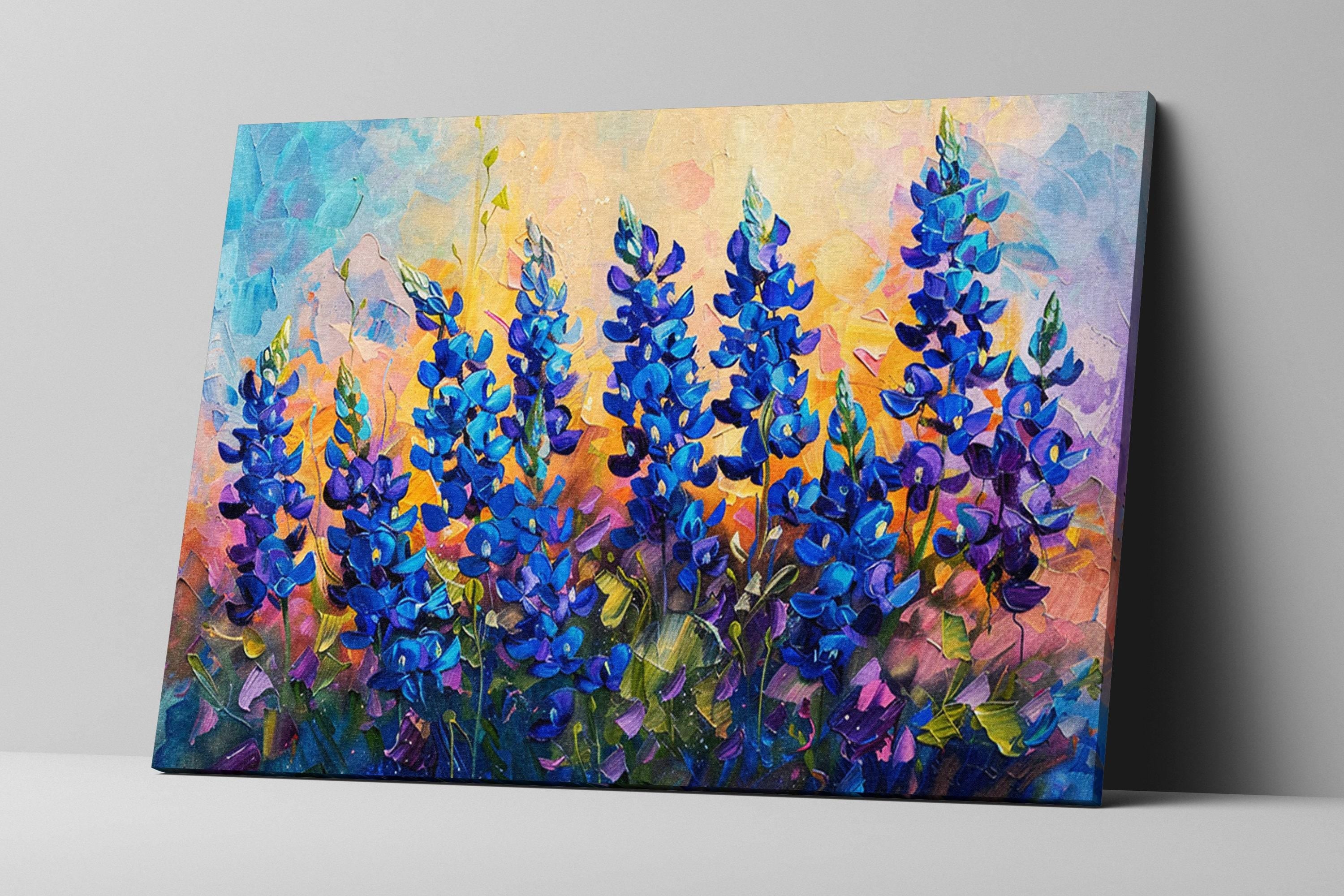 Bluebonnet Meadow Art - Texas Floral Giclée | Large Gallery-Wrapped Canvas Print