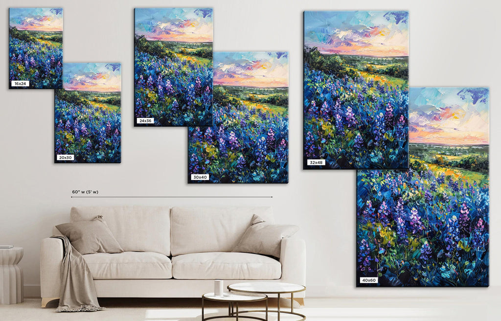 Bluebonnet Meadow Painting – Texas Canvas Art | Gallery Wrapped Canvas Print