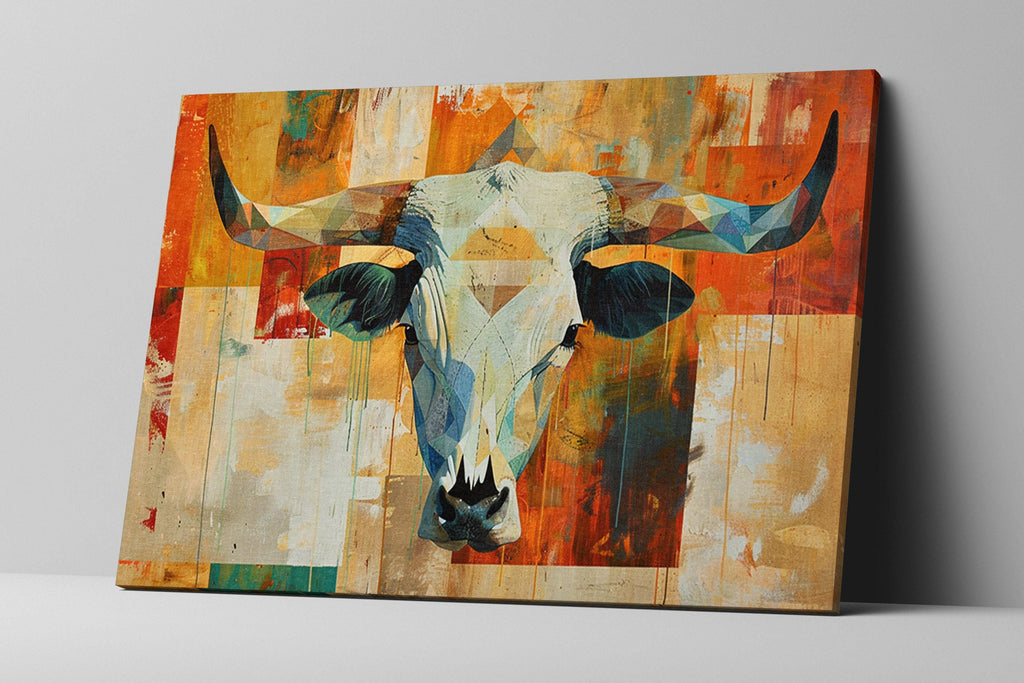 Texas Cow Skull Art - Large Western Skull Decor | Rustic Cowboy Ranch Canvas Print