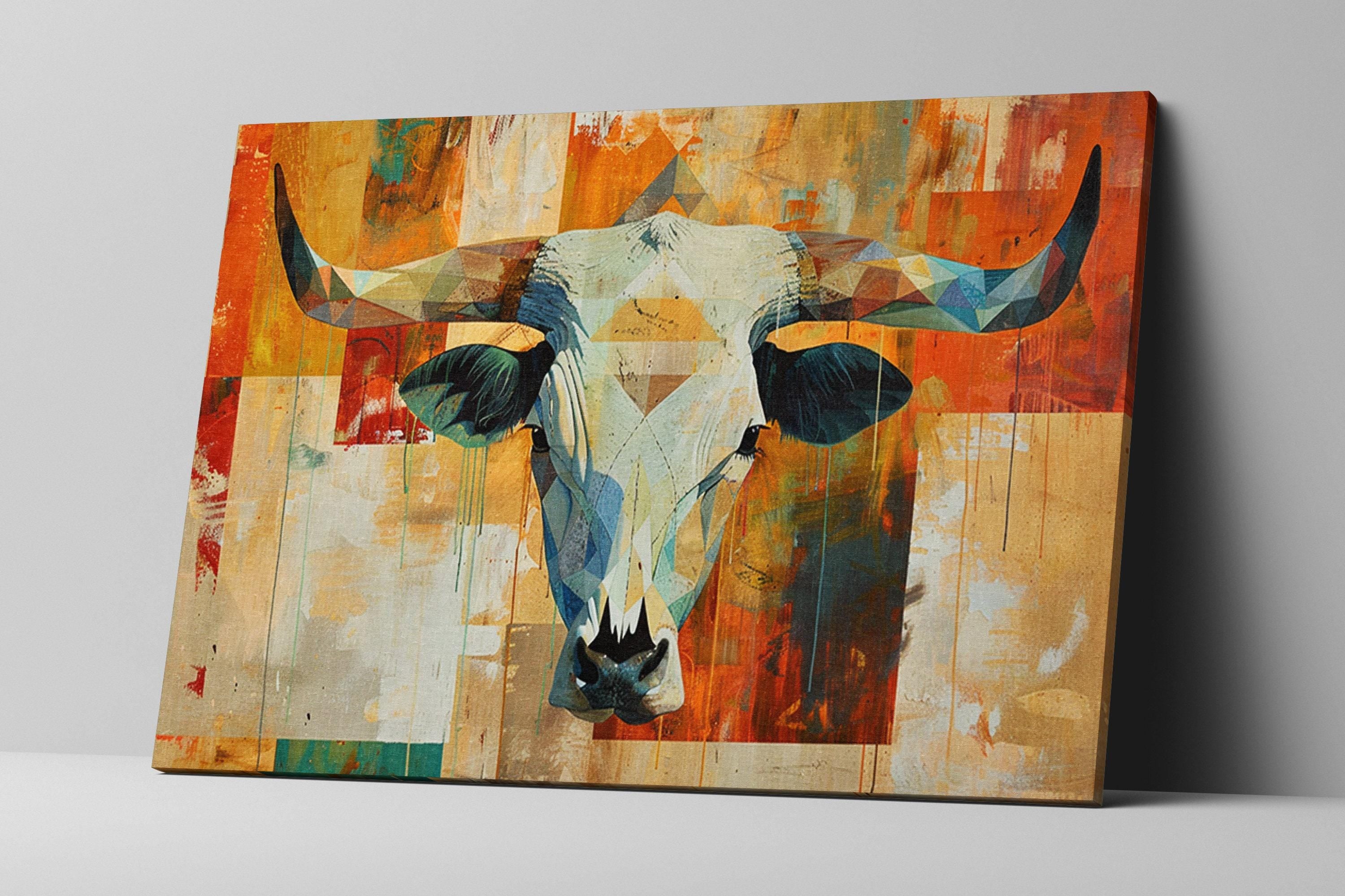 Texas Cow Skull Art - Large Western Skull Decor | Rustic Cowboy Ranch Canvas Print