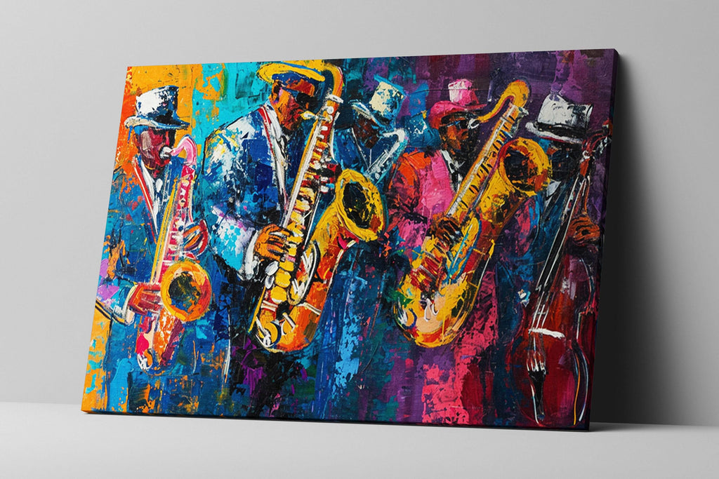 Jazz Wall Art – Vibrant Saxophone Wall Decor on Gallery Wrapped Canvas, Ready to Hang