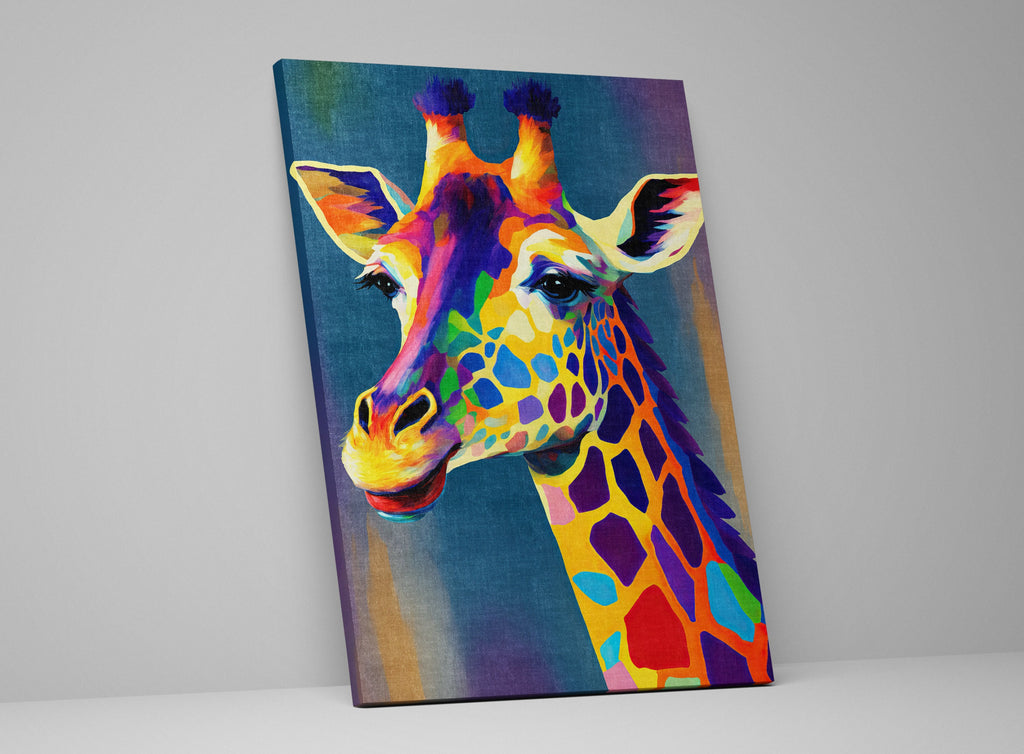 Giraffe Canvas Art – Vibrant Wildlife Wall Art | African Safari Decor Print