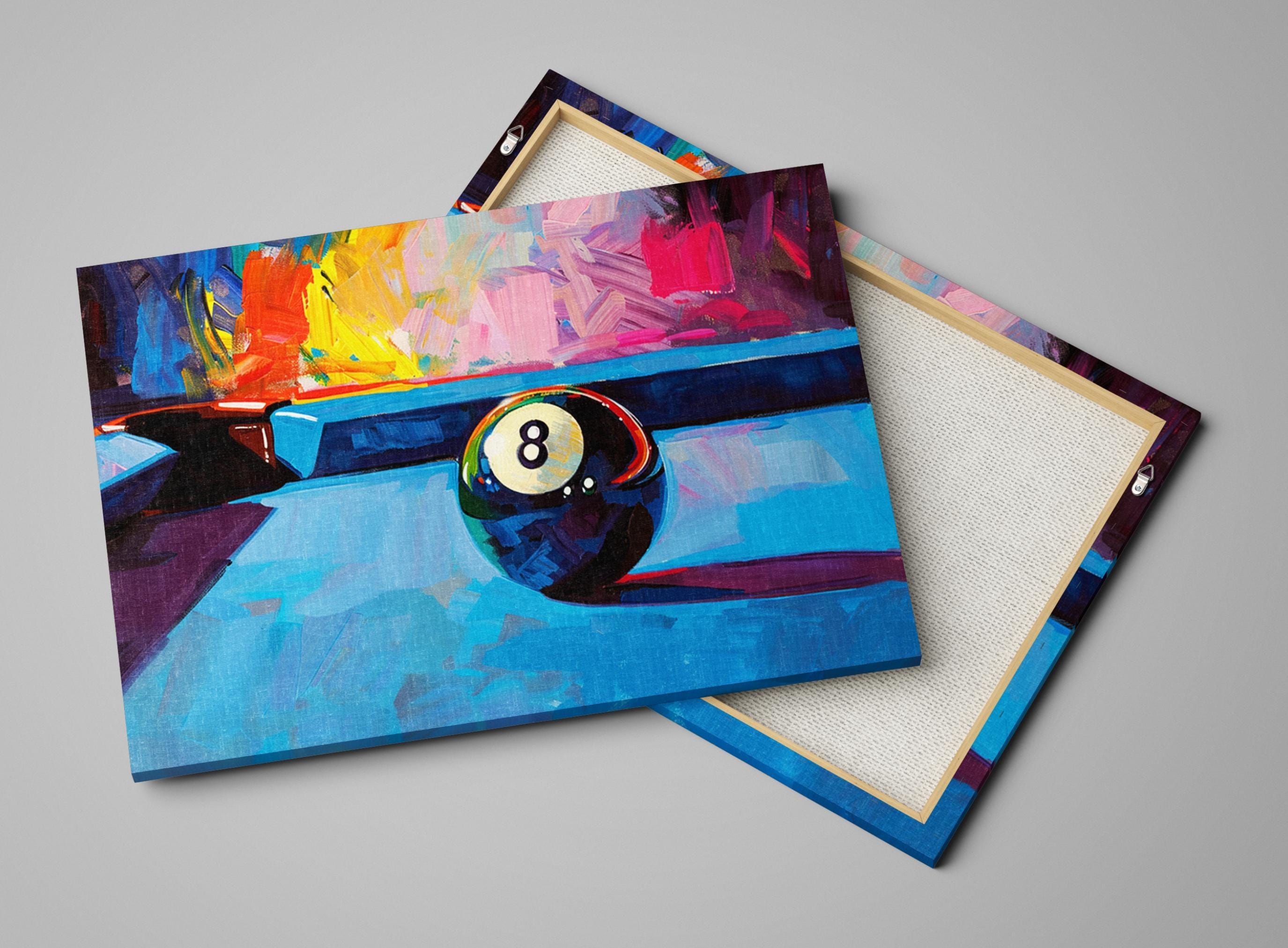 8 Ball Painting – Vintage Pool Art | Gallery Wrapped Canvas | Extra Large Man Cave Wall Art