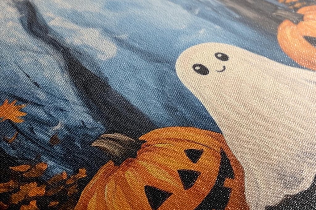Halloween Ghost Art - Extra Large Wall Art | Cozy Pumpkin Canvas, Ready to Hang