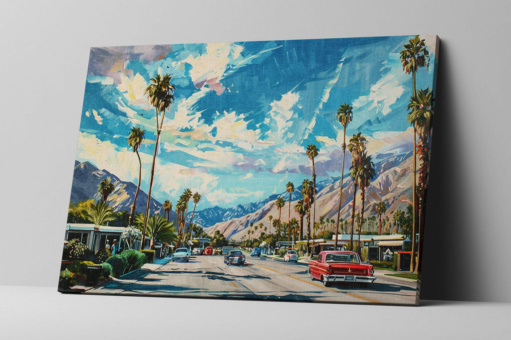 Palm Springs Canvas Art - Retro Desert Decor | Gallery Wrapped Large Wall Art Print