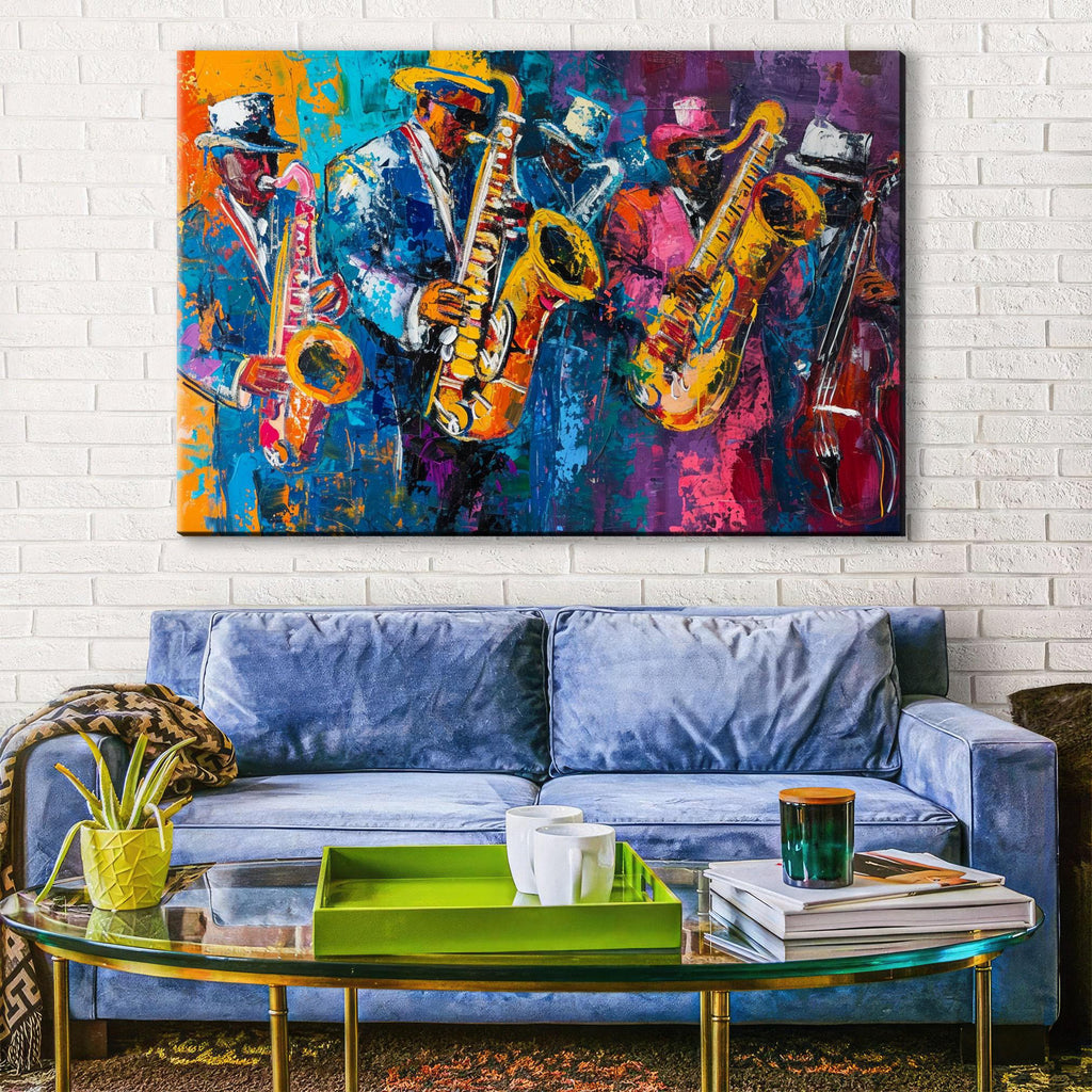 Jazz Wall Art – Vibrant Saxophone Wall Decor on Gallery Wrapped Canvas, Ready to Hang