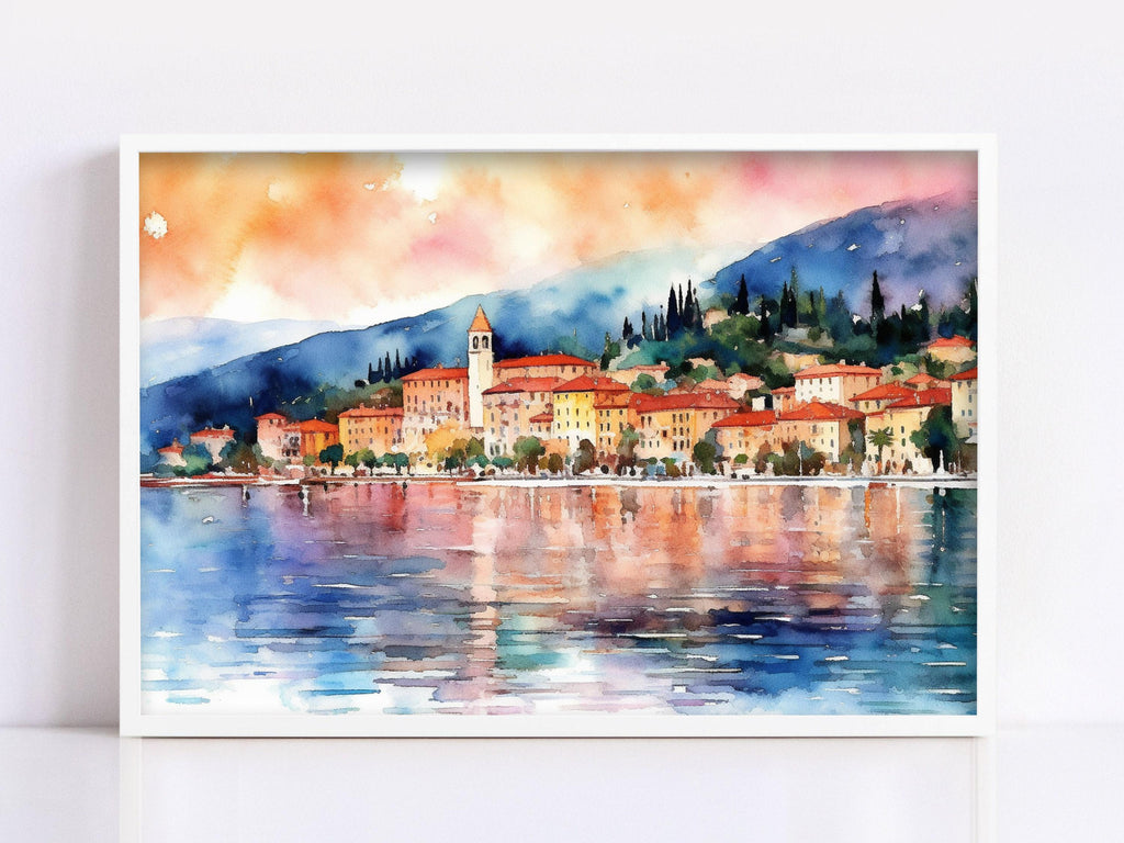 Bellagio Bliss - Lake Como Views Watercolor Painting, Giclee Print on Canvas, Artist Paper, Watercolor Paper, Available in Extra Large Sizes