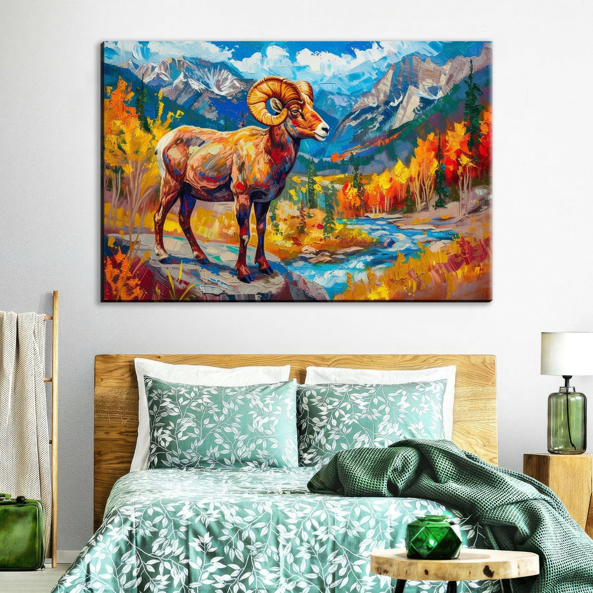Bighorn Sheep Art - Large Gallery Wrapped Canvas | Mountain Wildlife Print Decor