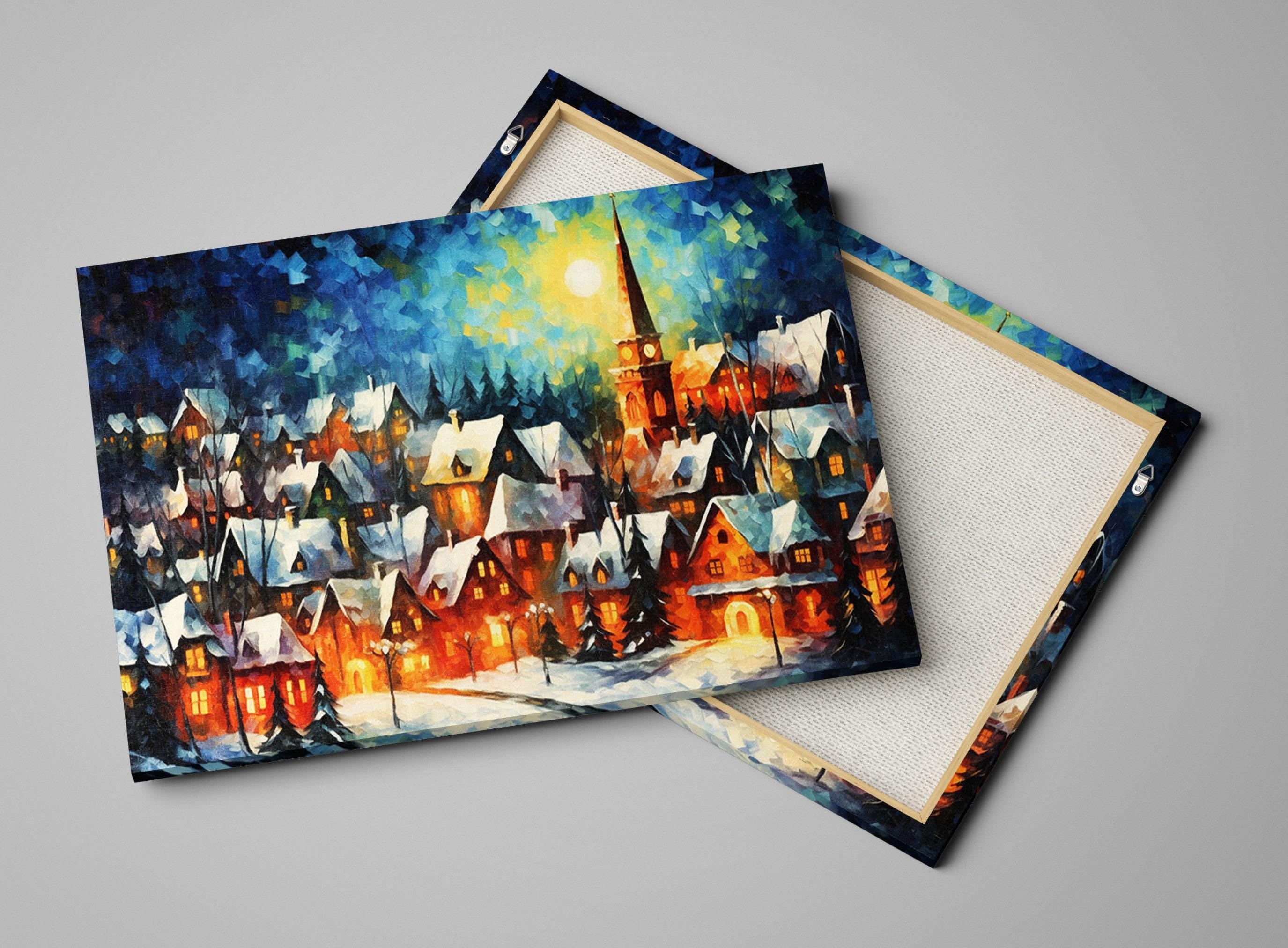 Victorian Christmas Oil Painting – Holiday Wall Art | Vintage Christmas Decor on Gallery Wrapped Canvas