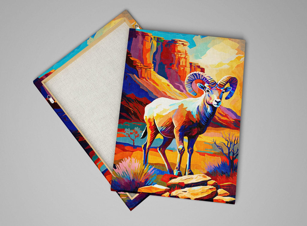 Bighorn Sheep Canvas - Desert Wildlife Art | Southwest Wall Art, Gallery Ready Print