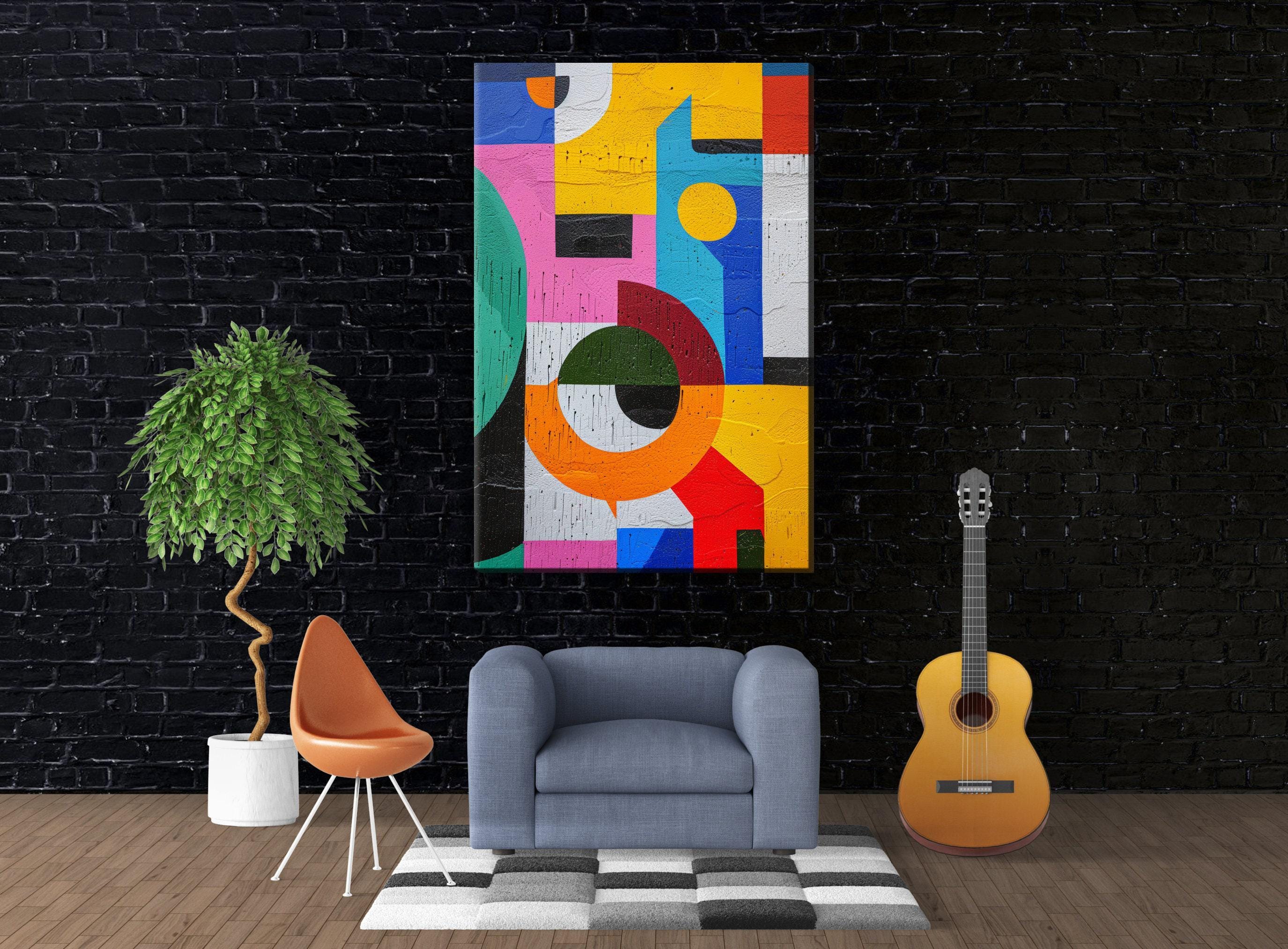 Abstract Brutalism Artwork - Large Abstract Art | Gallery Wrapped Canvas Print