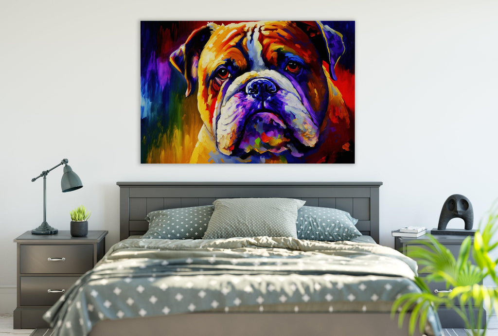 English Bulldog Art – Vibrant Bulldog Canvas Print | Gallery Ready Dog Painting