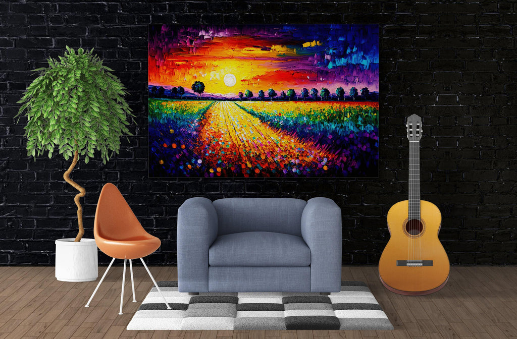Flower Field Canvas Art – Vibrant Floral Canvas | Large Wall Art with Wood Frame