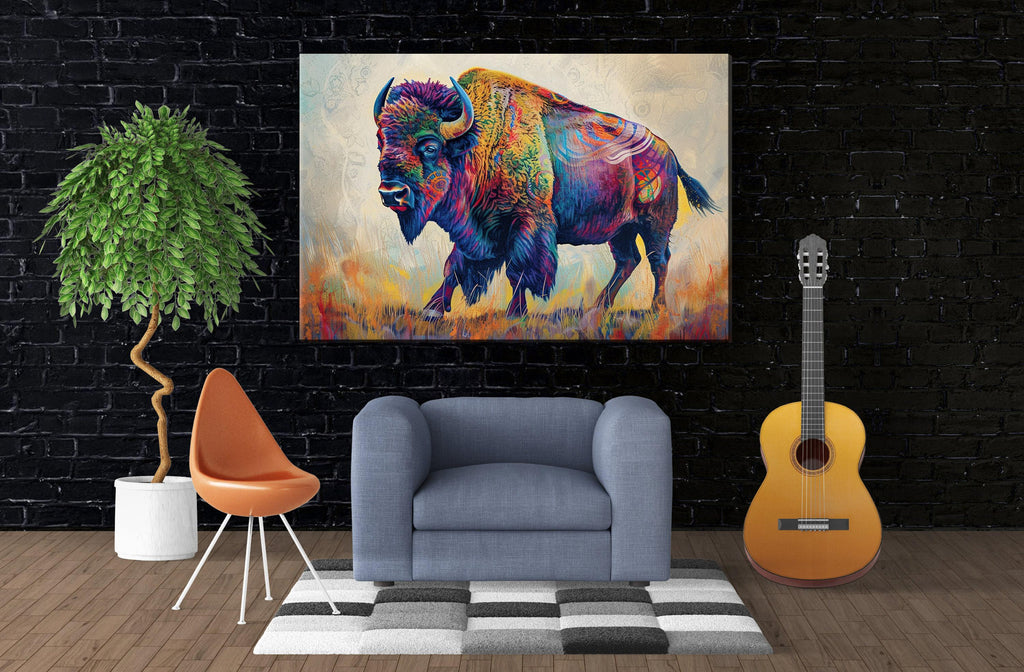 American Bison Art - Majestic Wildlife Buffalo Giclee Print | Large Gallery-Wrapped Canvas
