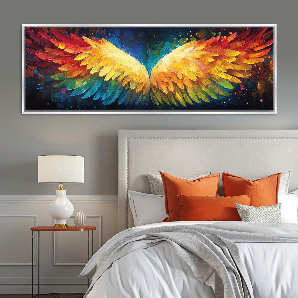 Angel Wings Wall Art - Panoramic Canvas Print | Extra Large Framed Gallery Wrapped