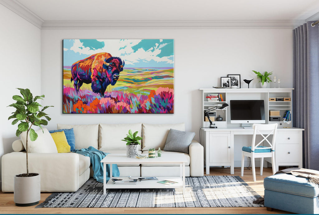 Bison Pop Art - Bold Wall Art Canvas | Extra Large Gallery Wrapped Canvas