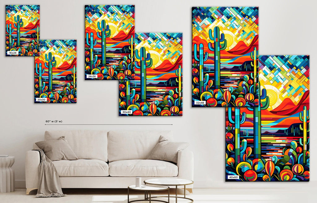 Southwest Modern Art - Geometric Desert Art Print on Gallery Wrapped Canvas, Ready to Hang
